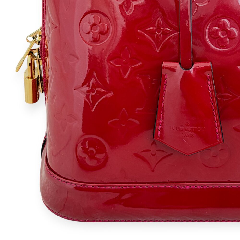 Authentic Dark Red Louis Vuitton Vernis Alma PM Pomme D’Amour Bag - Picture 12 of 15